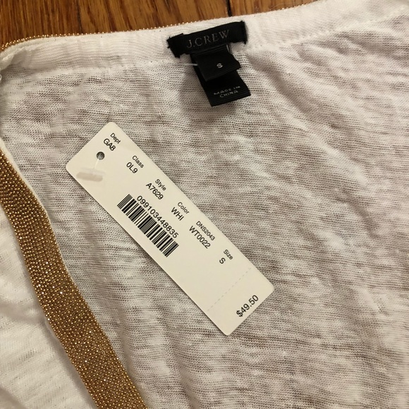 NWT J Crew Top with Gold Beading Decoration Sz S - Picture 4 of 6